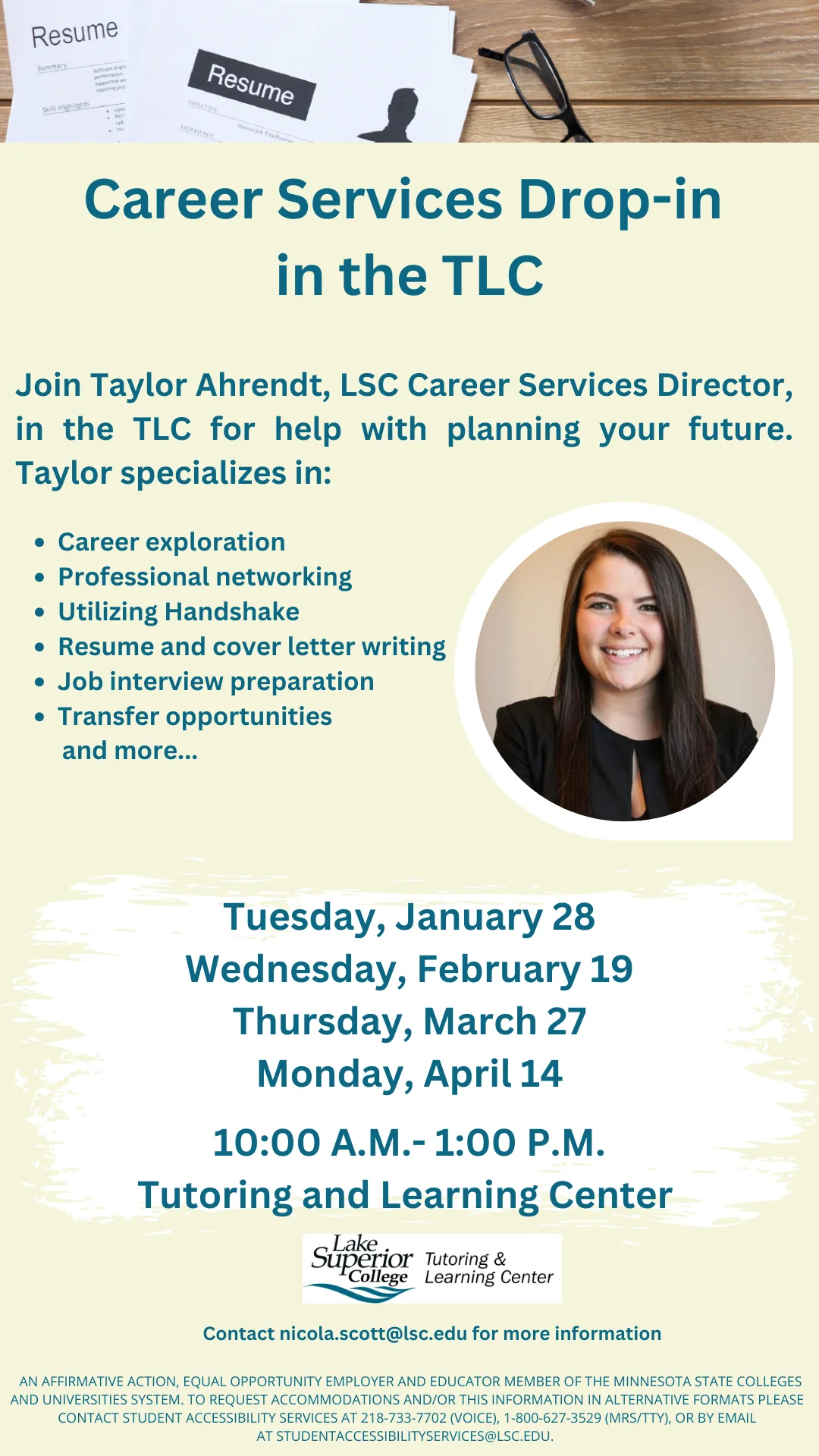 Career Services Drop-in in the Tutoring and Learning Center