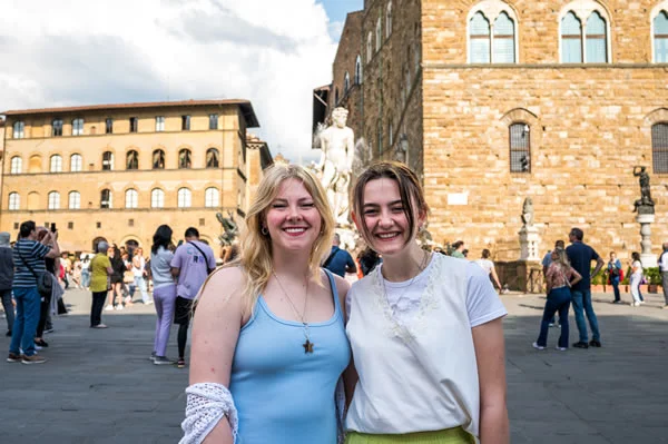 Two LSC students posing for a picture while studying abroad